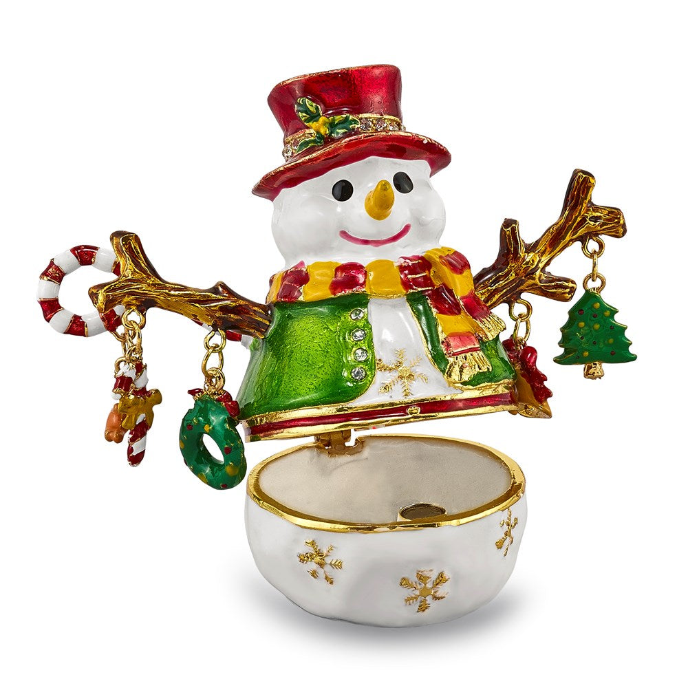 Jere Luxury Giftware, Bejeweled LOGAN Snowman Tree Trinket Box with Matching Pendant Trinket Box & Keepsake Container Collectible Gift by Jere Luxury Giftware