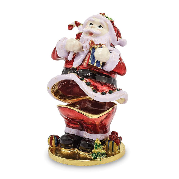 Jere Luxury Giftware, Bejeweled CHRISTMAS CALLER Santa Claus Trinket Box with Matching Pendant