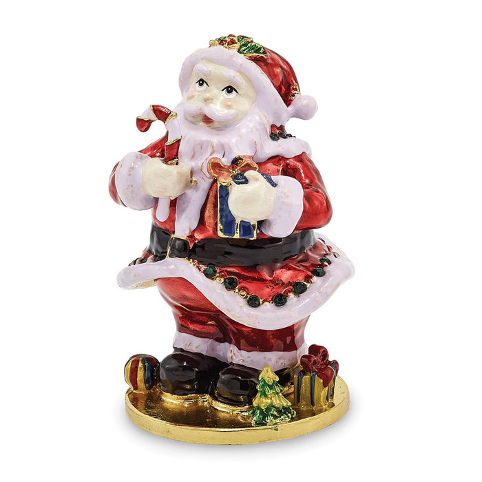 Jere Luxury Giftware, Bejeweled CHRISTMAS CALLER Santa Claus Trinket Box with Matching Pendant