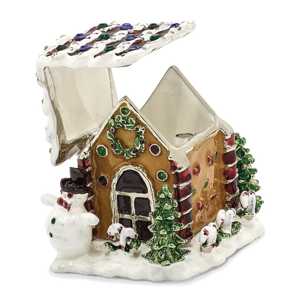 Jere Luxury Giftware, Bejeweled LEBKUCHENHAUS Gingerbread House Trinket Box with Matching Pendant Trinket Box & Keepsake Container Collectible Gift by Jere Luxury Giftware