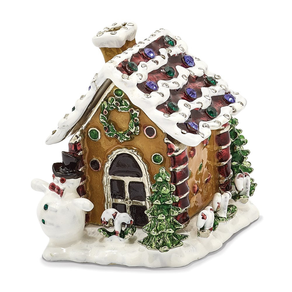 Jere Luxury Giftware, Bejeweled LEBKUCHENHAUS Gingerbread House Trinket Box with Matching Pendant Trinket Box & Keepsake Container Collectible Gift by Jere Luxury Giftware