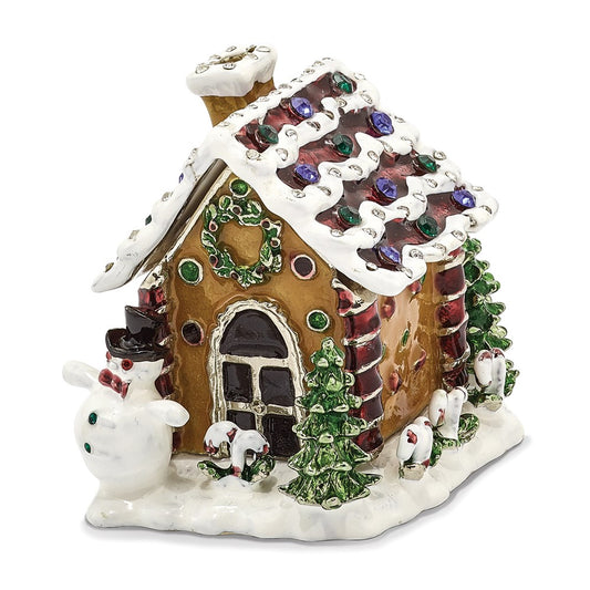 Jere Luxury Giftware, Bejeweled LEBKUCHENHAUS Gingerbread House Trinket Box with Matching Pendant Trinket Box & Keepsake Container Collectible Gift by Jere Luxury Giftware