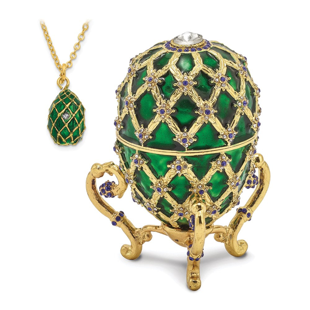 Jere Luxury Giftware, Bejeweled ROYAL COACH w/Ring Holder & Coach Inside Egg with Matching Pendant Trinket Box & Keepsake Container Collectible Gift by Jere Luxury Giftware