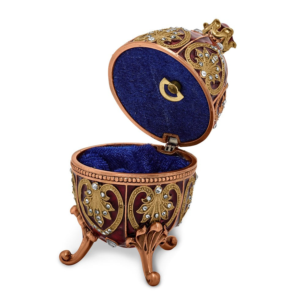 Jere Luxury Giftware, Bejeweled FANTASY RED (Plays My Heart Will Go On) Musical Egg with Matching Pendant Trinket Box & Keepsake Container Collectible Gift by Jere Luxury Giftware