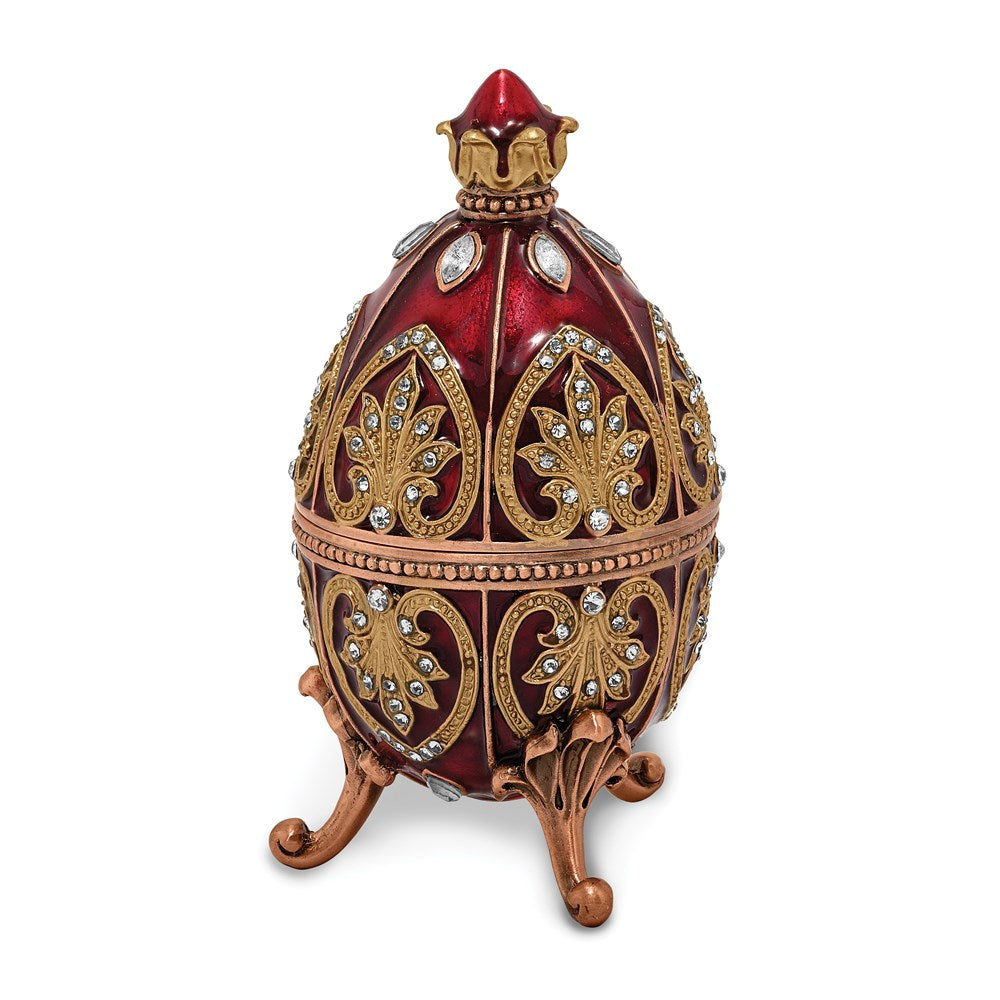 Jere Luxury Giftware, Bejeweled FANTASY RED (Plays My Heart Will Go On) Musical Egg with Matching Pendant Trinket Box & Keepsake Container Collectible Gift by Jere Luxury Giftware