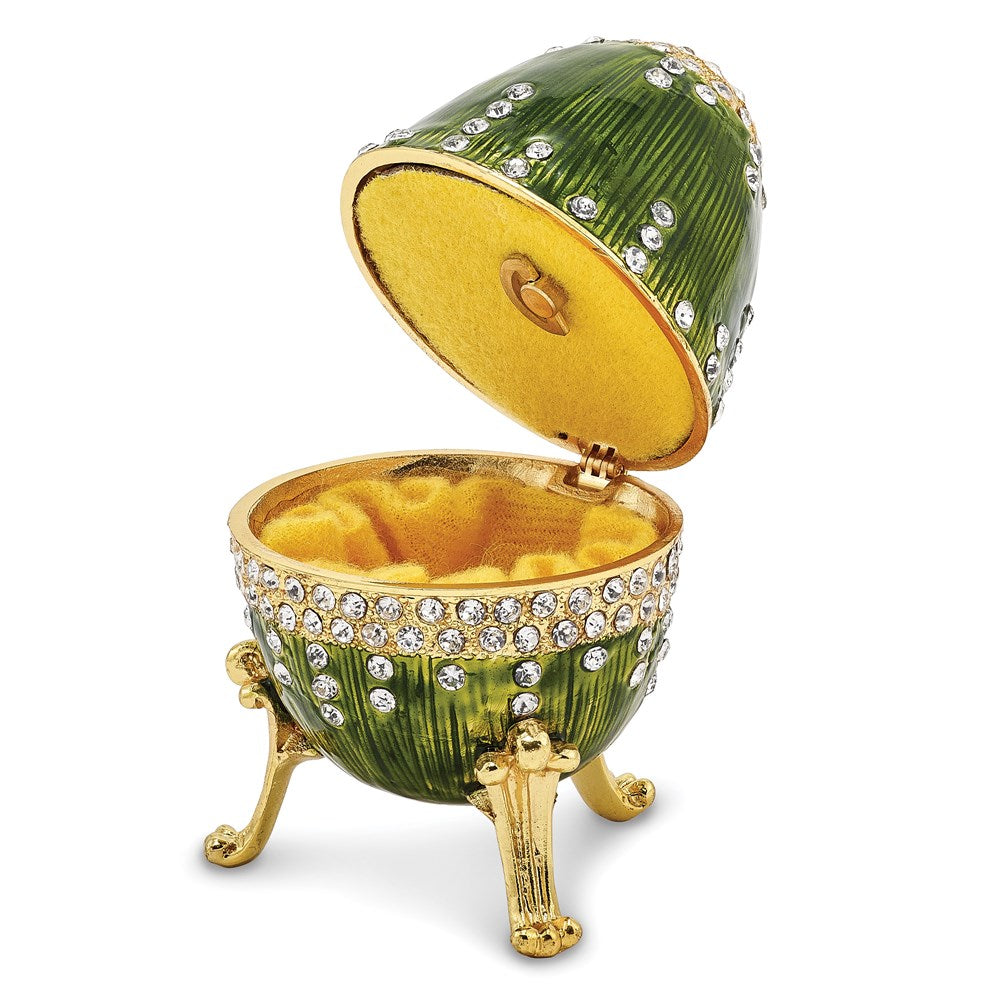 Jere Luxury Giftware, Bejeweled REGAL GREEN (Plays Swan Lake) Musical Egg with Matching Pendant Trinket Box & Keepsake Container Collectible Gift by Jere Luxury Giftware