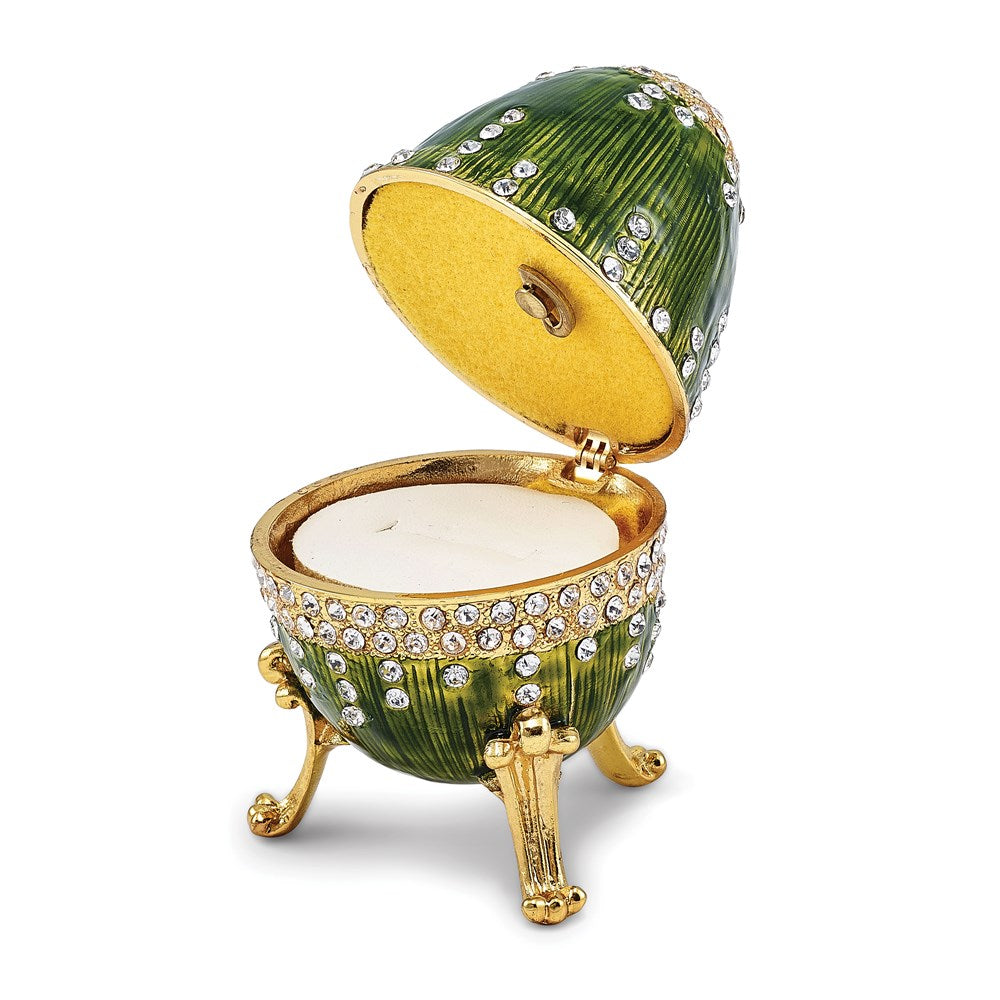 Jere Luxury Giftware, Bejeweled REGAL GREEN (Plays Swan Lake) Musical Egg with Matching Pendant Trinket Box & Keepsake Container Collectible Gift by Jere Luxury Giftware