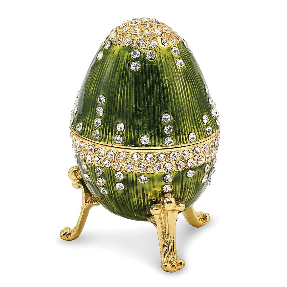 Jere Luxury Giftware, Bejeweled REGAL GREEN (Plays Swan Lake) Musical Egg with Matching Pendant Trinket Box & Keepsake Container Collectible Gift by Jere Luxury Giftware