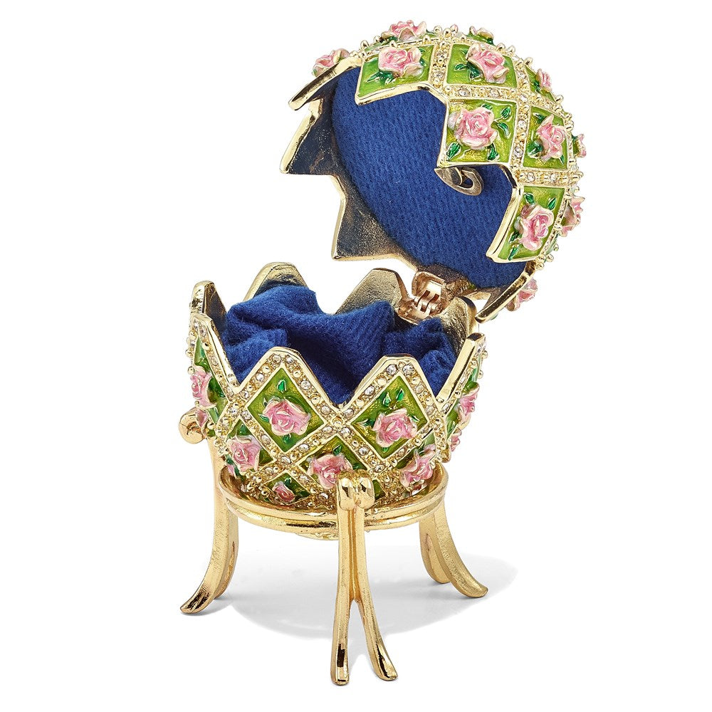 Jere Luxury Giftware, Bejeweled ROSE GARDEN Floral (Plays Memory) Musical Egg with Matching Pendant Trinket Box & Keepsake Container Collectible Gift by Jere Luxury Giftware