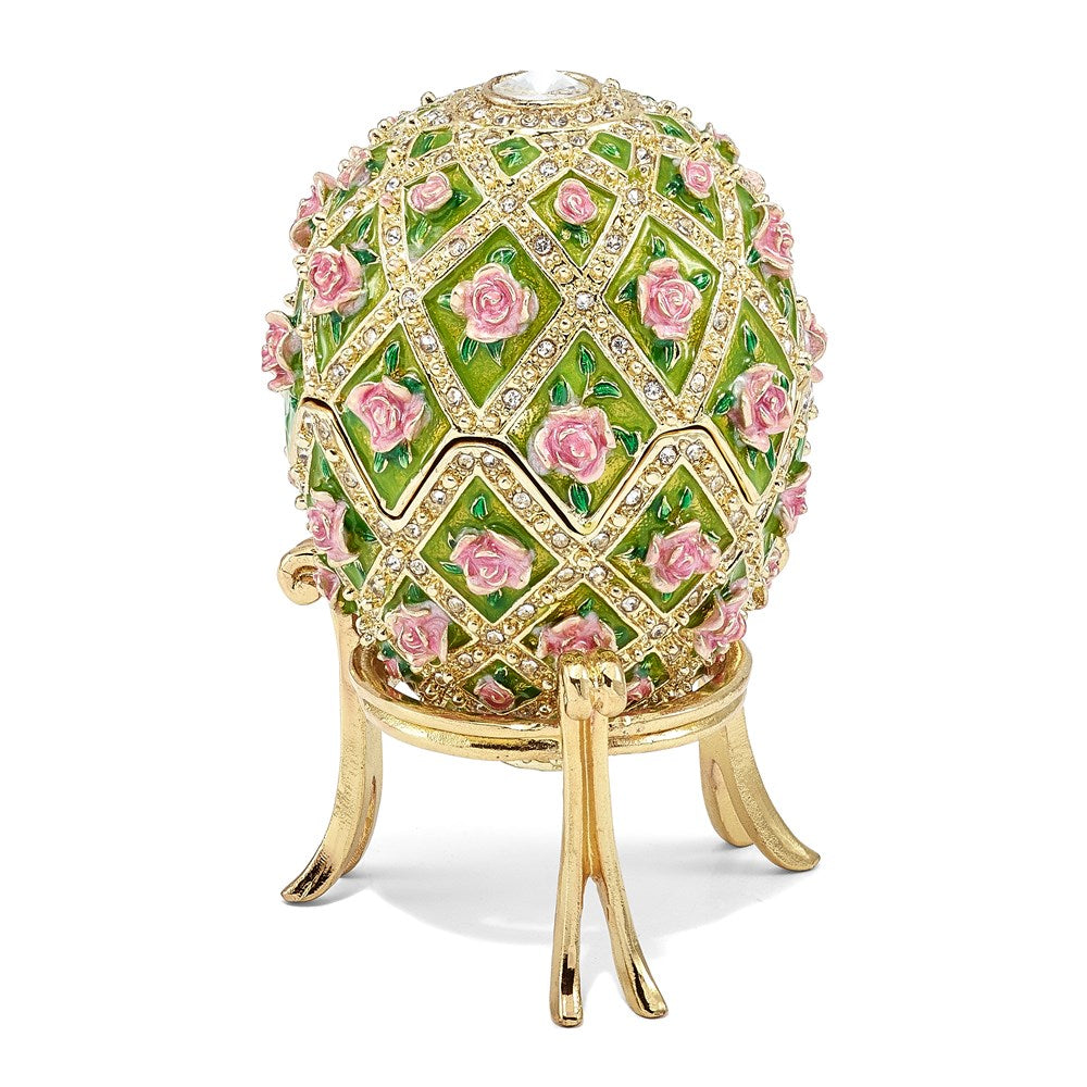Jere Luxury Giftware, Bejeweled ROSE GARDEN Floral (Plays Memory) Musical Egg with Matching Pendant Trinket Box & Keepsake Container Collectible Gift by Jere Luxury Giftware