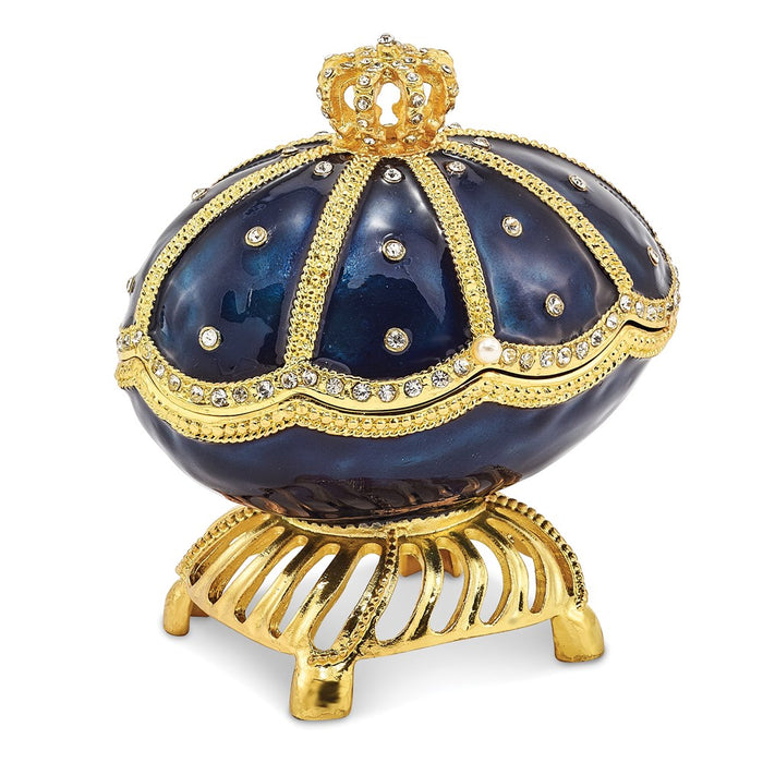 Jere Luxury Giftware, Bejeweled MAJESTIC BLUE (Plays Swan Lake) Musical Egg with Matching Pendant