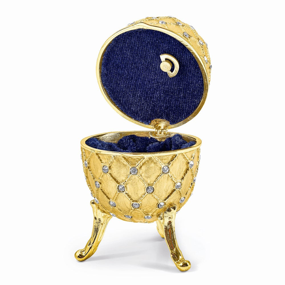 Jere Luxury Giftware, Bejeweled ROYAL GOLD (Plays Swan Lake) Musical Egg with Matching Pendant Trinket Box & Keepsake Container Collectible Gift by Jere Luxury Giftware