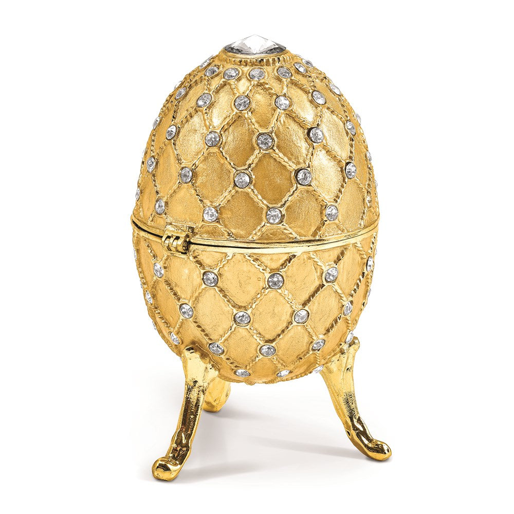 Jere Luxury Giftware, Bejeweled ROYAL GOLD (Plays Swan Lake) Musical Egg with Matching Pendant Trinket Box & Keepsake Container Collectible Gift by Jere Luxury Giftware