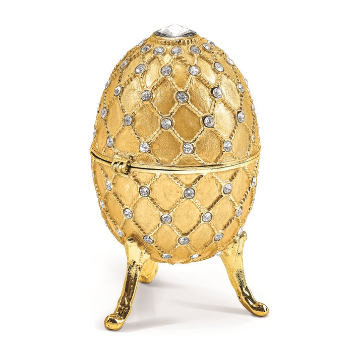 Jere Luxury Giftware, Bejeweled ROYAL GOLD (Plays Swan Lake) Musical Egg with Matching Pendant