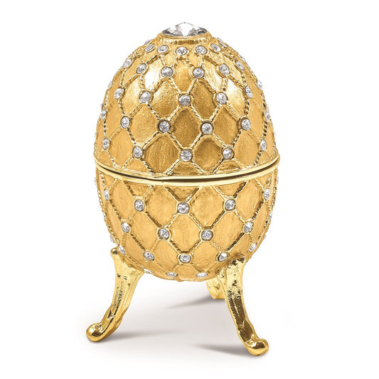 Jere Luxury Giftware, Bejeweled ROYAL GOLD (Plays Swan Lake) Musical Egg with Matching Pendant Trinket Box & Keepsake Container Collectible Gift by Jere Luxury Giftware
