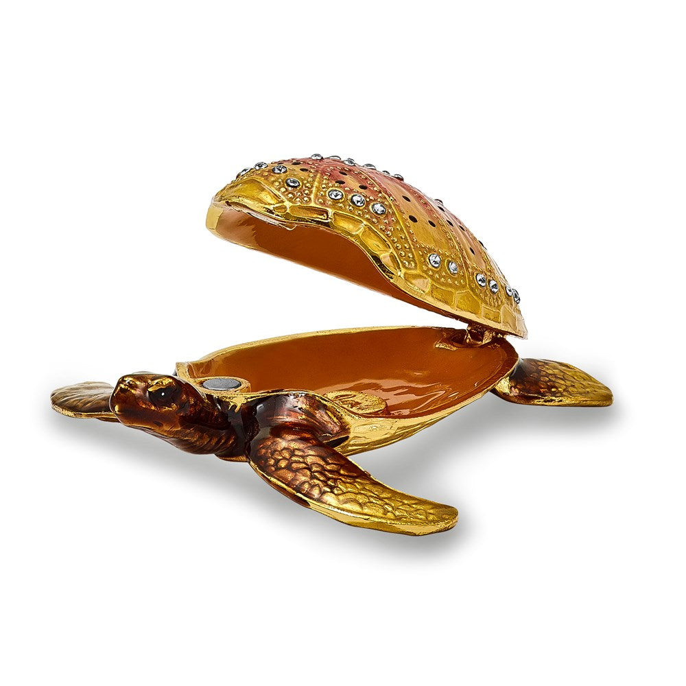 Jere Luxury Giftware, Bejeweled PALM BEACH Loggerhead Sea Turtle Trinket Box with Matching Pendant Trinket Box & Keepsake Container Collectible Gift by Jere Luxury Giftware