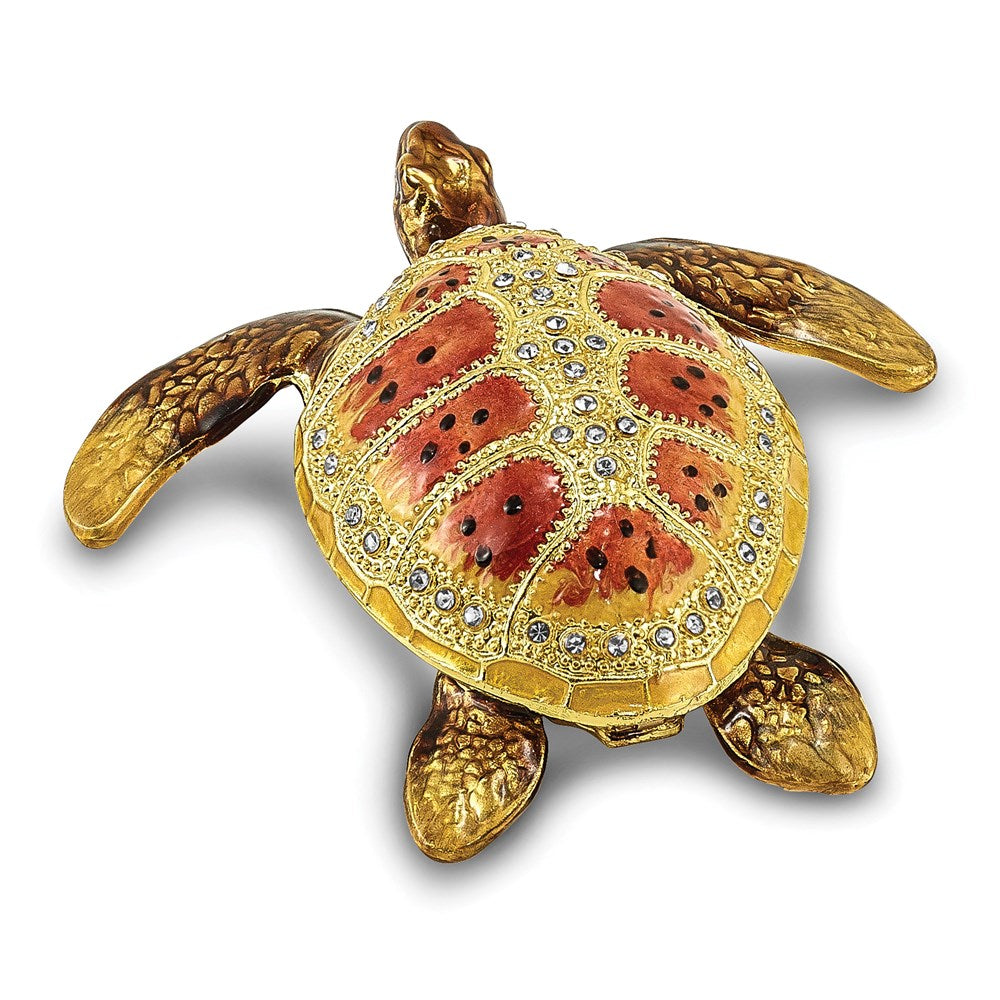 Jere Luxury Giftware, Bejeweled PALM BEACH Loggerhead Sea Turtle Trinket Box with Matching Pendant Trinket Box & Keepsake Container Collectible Gift by Jere Luxury Giftware