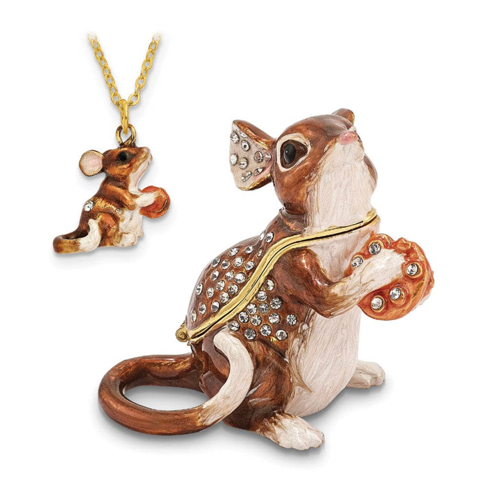 Jere Luxury Giftware, Bejeweled SWEET WILLIAM Mouse & Cookie Trinket Box with Matching Pendant Trinket Box & Keepsake Container Collectible Gift by Jere Luxury Giftware