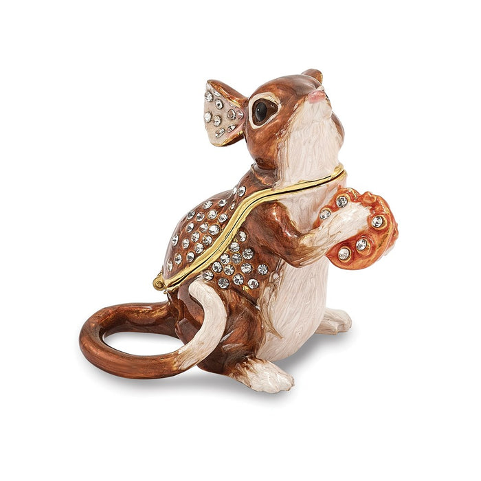 Jere Luxury Giftware, Bejeweled SWEET WILLIAM Mouse & Cookie Trinket Box with Matching Pendant