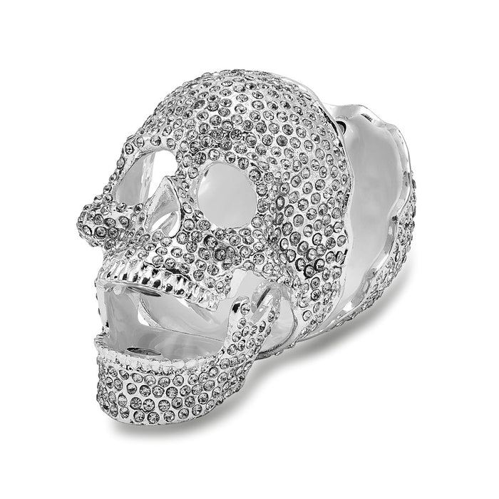 Jere Luxury Giftware, Bejeweled TREASURE TROVE Full Crystal Skull Trinket Box with Matching Pendant