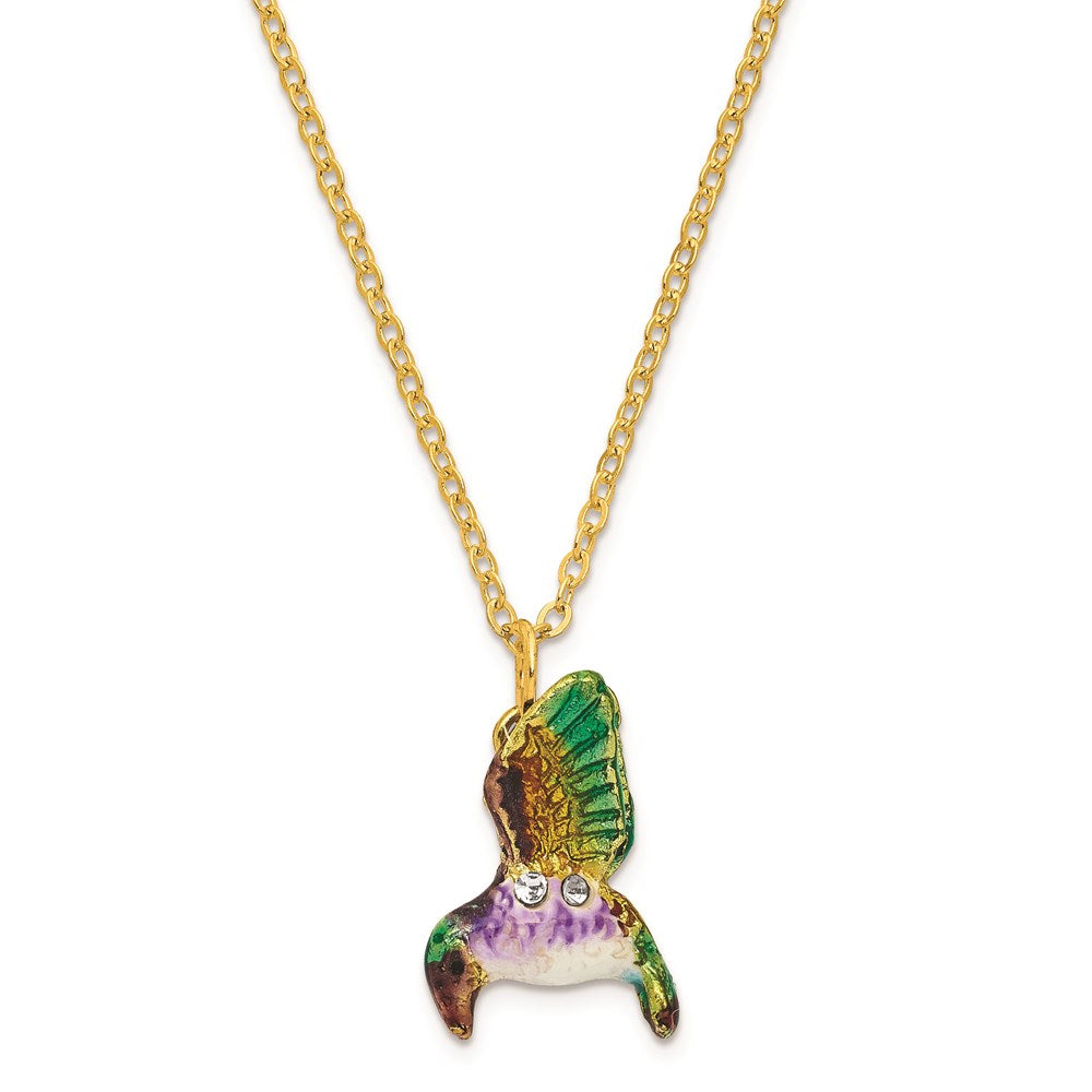Jere Luxury Giftware, Bejeweled STELLA Hummingbird & Morning Glory Trinket Box with Matching Pendant Trinket Box & Keepsake Container Collectible Gift by Jere Luxury Giftware