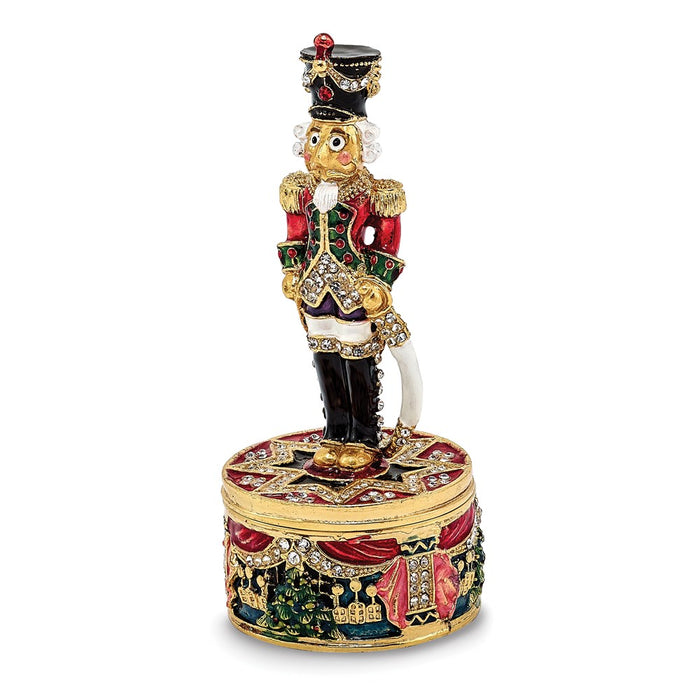 Jere Luxury Giftware, Bejeweled CHRISTOPH Nutcracker Trinket Box with Matching Pendant