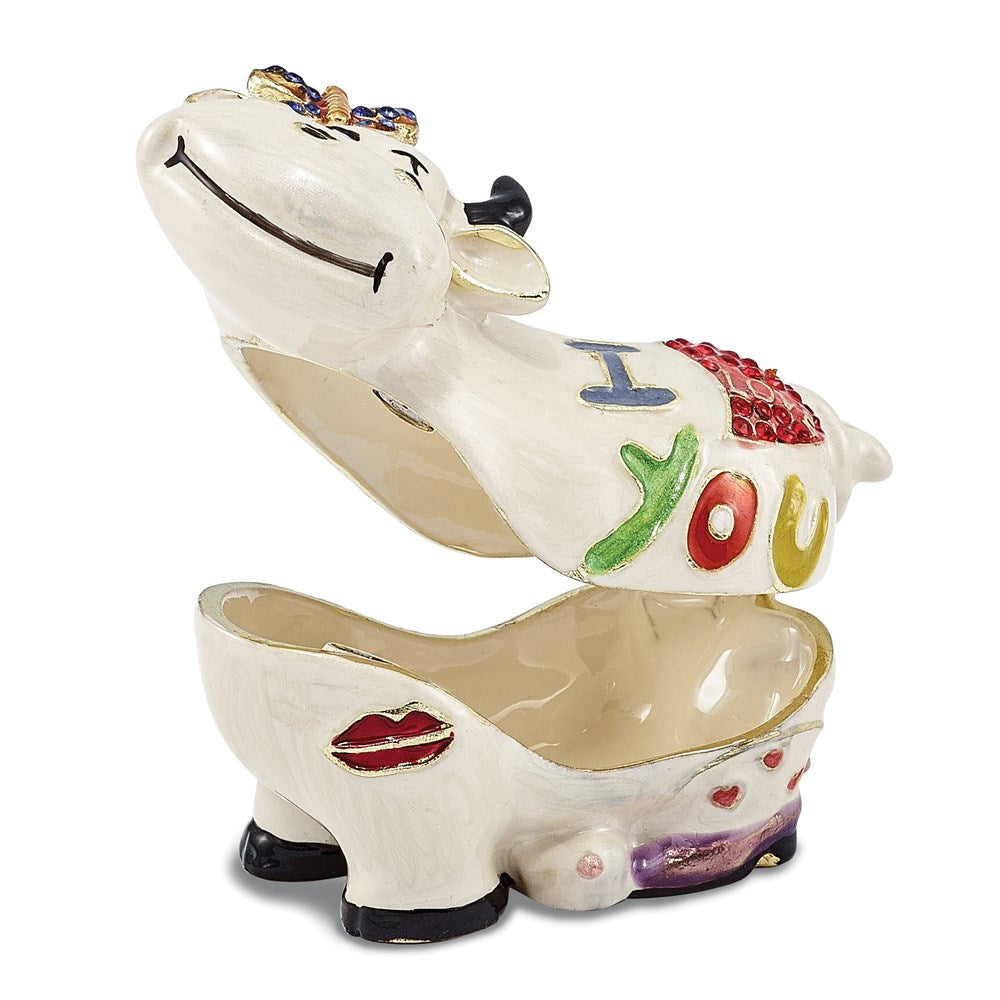 Jere Luxury Giftware, Bejeweled I LOVE YOU Cow Trinket Box with Matching Pendant Trinket Box & Keepsake Container Collectible Gift by Jere Luxury Giftware
