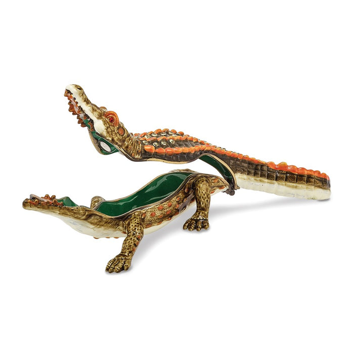 Jere Luxury Giftware, Bejeweled ALLIE Alligator Trinket Box with Matching Pendant