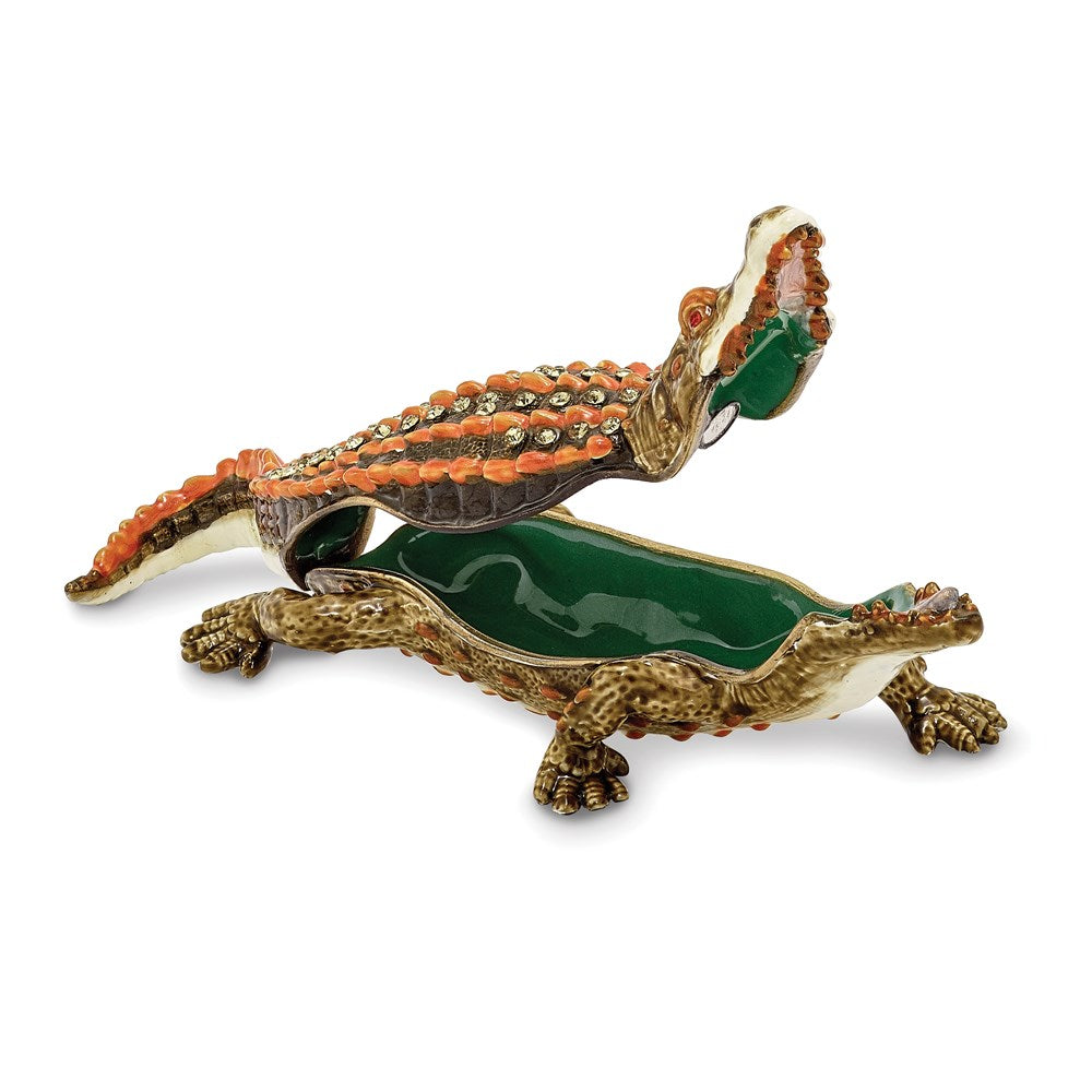 Jere Luxury Giftware, Bejeweled ALLIE Alligator Trinket Box with Matching Pendant Trinket Box & Keepsake Container Collectible Gift by Jere Luxury Giftware