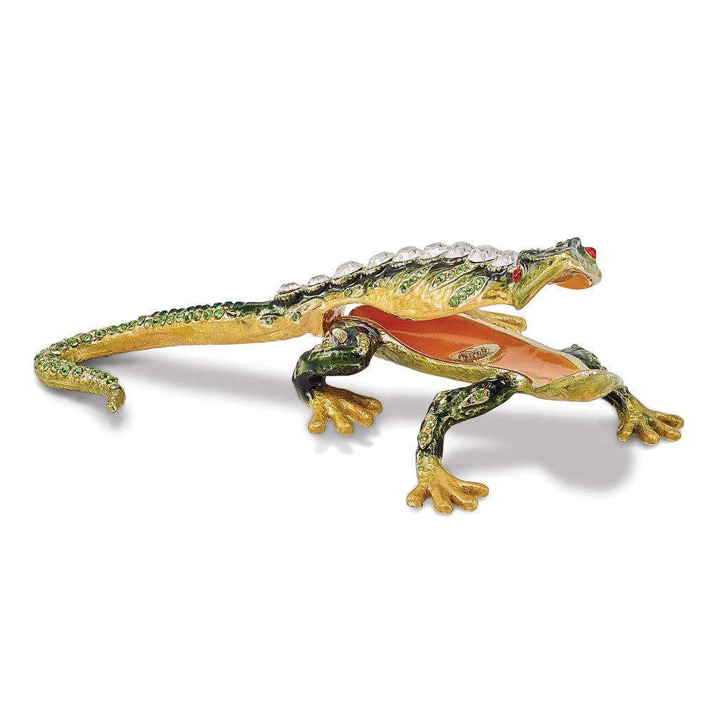 Jere Luxury Giftware, Bejeweled ROCKY Rain Forest Lizard Trinket Box with Matching Pendant Trinket Box & Keepsake Container Collectible Gift by Jere Luxury Giftware