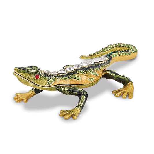 Jere Luxury Giftware, Bejeweled ROCKY Rain Forest Lizard Trinket Box with Matching Pendant Trinket Box & Keepsake Container Collectible Gift by Jere Luxury Giftware