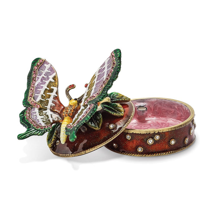 Jere Luxury Giftware, Bejeweled SANGRIA Butterfly Box Trinket Box with Matching Pendant