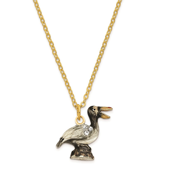 Jere Luxury Giftware, Bejeweled PATSY Pelican on Rocks Trinket Box with Matching Pendant