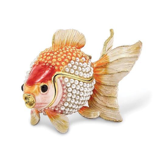 Jere Luxury Giftware, Bejeweled KATIE Kissing Fish Trinket Box with Matching Pendant Trinket Box & Keepsake Container Collectible Gift by Jere Luxury Giftware
