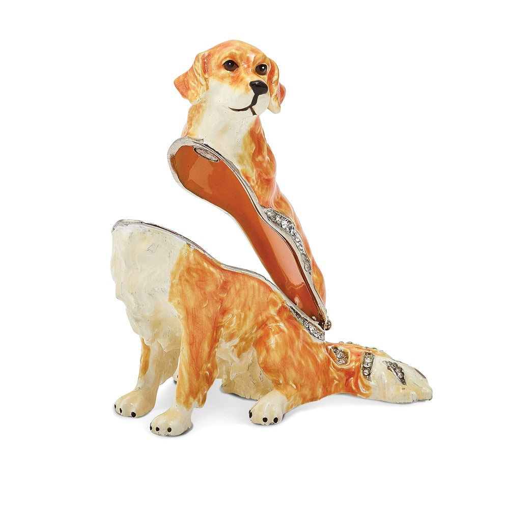 Jere Luxury Giftware, Bejeweled GOLDIE Golden Retriever Trinket Box with Matching Pendant Trinket Box & Keepsake Container Collectible Gift by Jere Luxury Giftware
