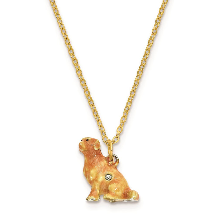 Jere Luxury Giftware, Bejeweled GOLDIE Golden Retriever Trinket Box with Matching Pendant