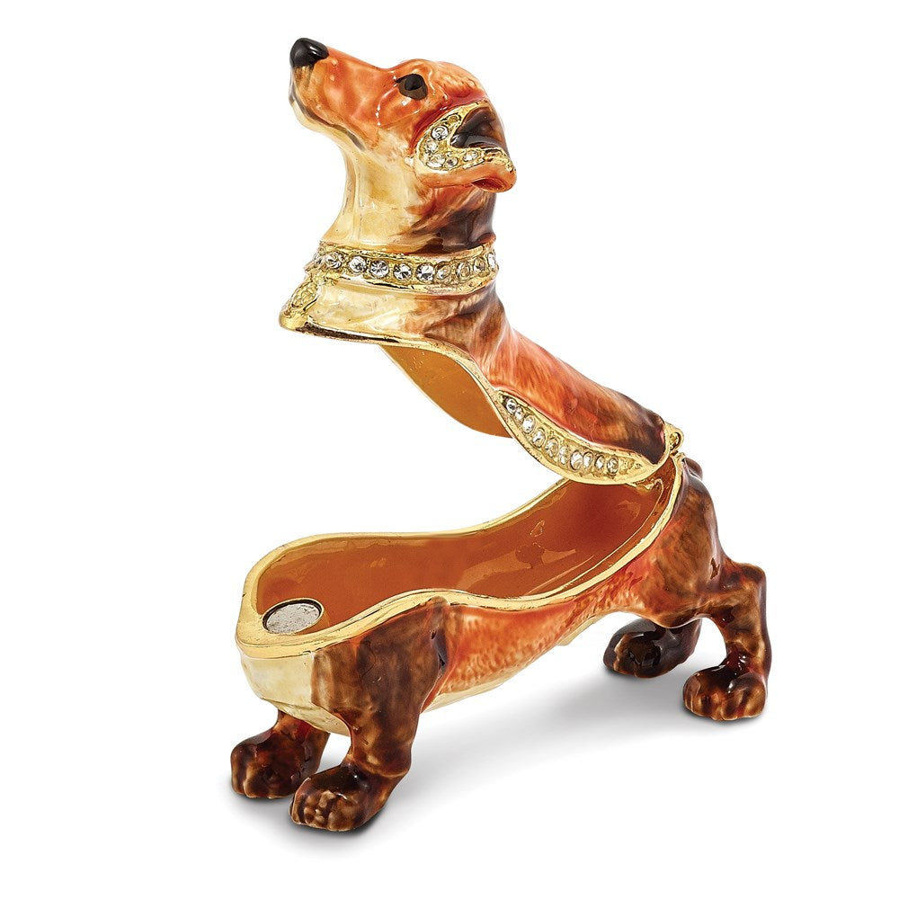 Jere Luxury Giftware, Bejeweled OSCAR Dachshund Trinket Box with Matching Pendant Trinket Box & Keepsake Container Collectible Gift by Jere Luxury Giftware