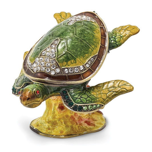 Jere Luxury Giftware, Bejeweled ROXY Reef Dweller Sea Turtle Trinket Box with Matching Pendant Trinket Box & Keepsake Container Collectible Gift by Jere Luxury Giftware