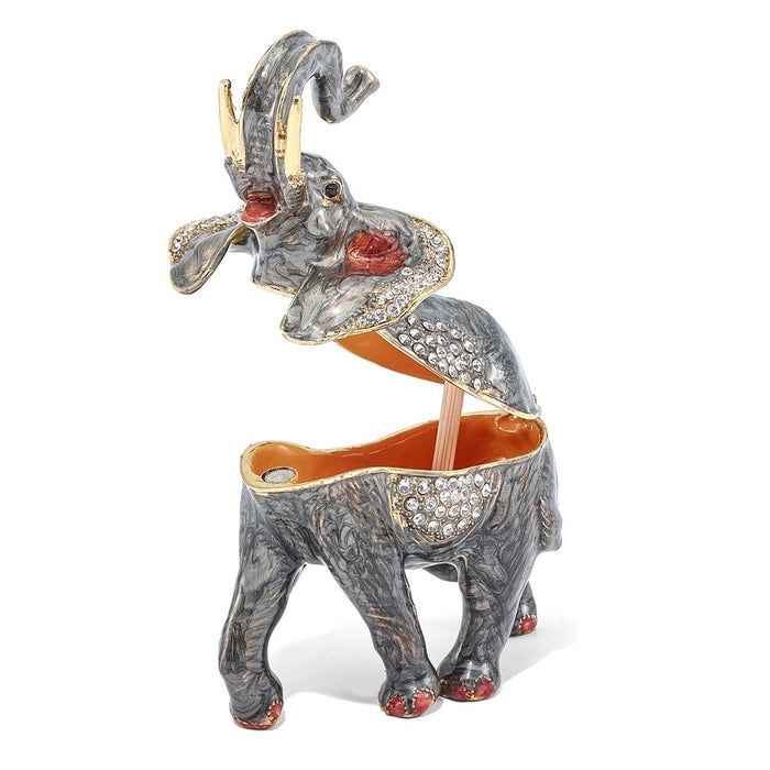 Jere Luxury Giftware, Bejeweled ZARA Trumpeting Elephant Trinket Box with Matching Pendant