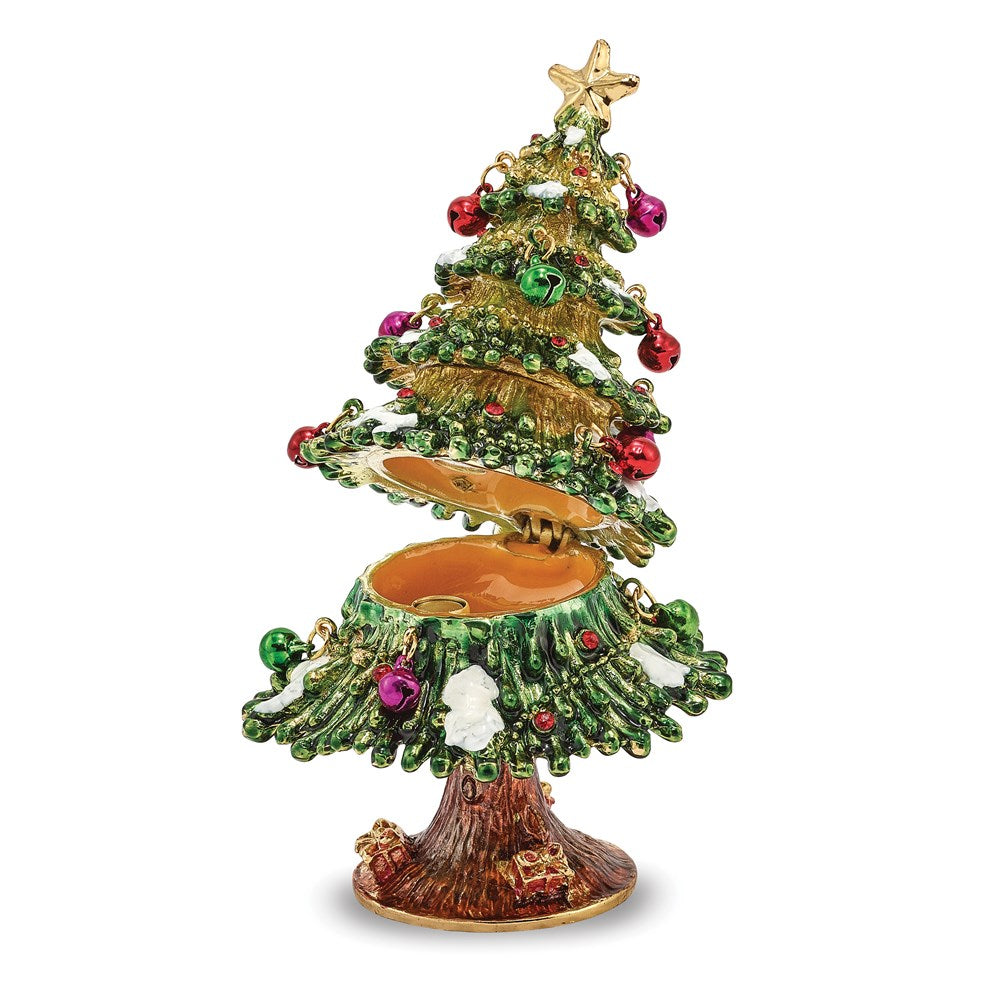 Jere Luxury Giftware, Bejeweled DECK THE HALLS Christmas Tree Trinket Box with Matching Pendant Trinket Box & Keepsake Container Collectible Gift by Jere Luxury Giftware