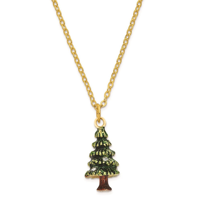 Jere Luxury Giftware, Bejeweled DECK THE HALLS Christmas Tree Trinket Box with Matching Pendant