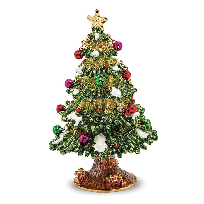 Jere Luxury Giftware, Bejeweled DECK THE HALLS Christmas Tree Trinket Box with Matching Pendant