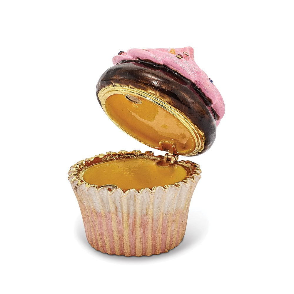 Jere Luxury Giftware, Bejeweled BERRIES 'N CREME Chocolate Cupcake Trinket Box with Matching Pendant Trinket Box & Keepsake Container Collectible Gift by Jere Luxury Giftware