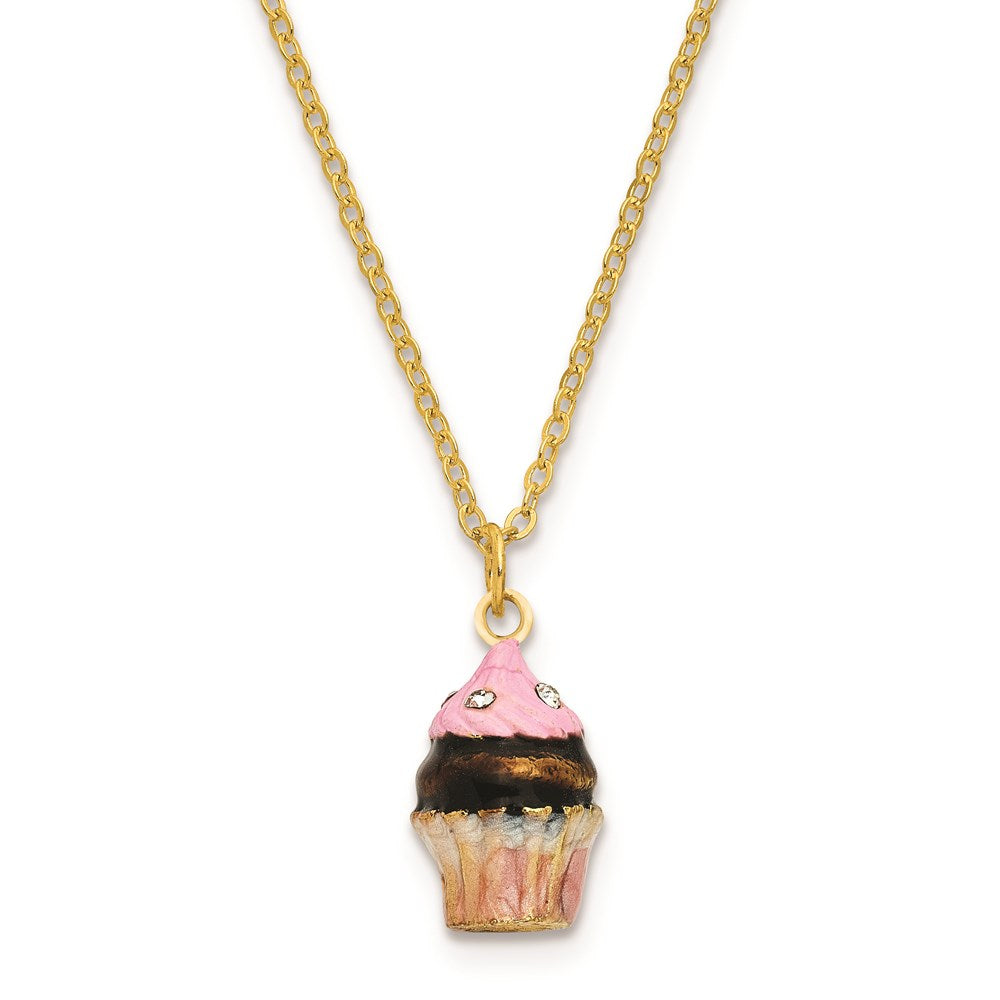 Jere Luxury Giftware, Bejeweled BERRIES 'N CREME Chocolate Cupcake Trinket Box with Matching Pendant Trinket Box & Keepsake Container Collectible Gift by Jere Luxury Giftware