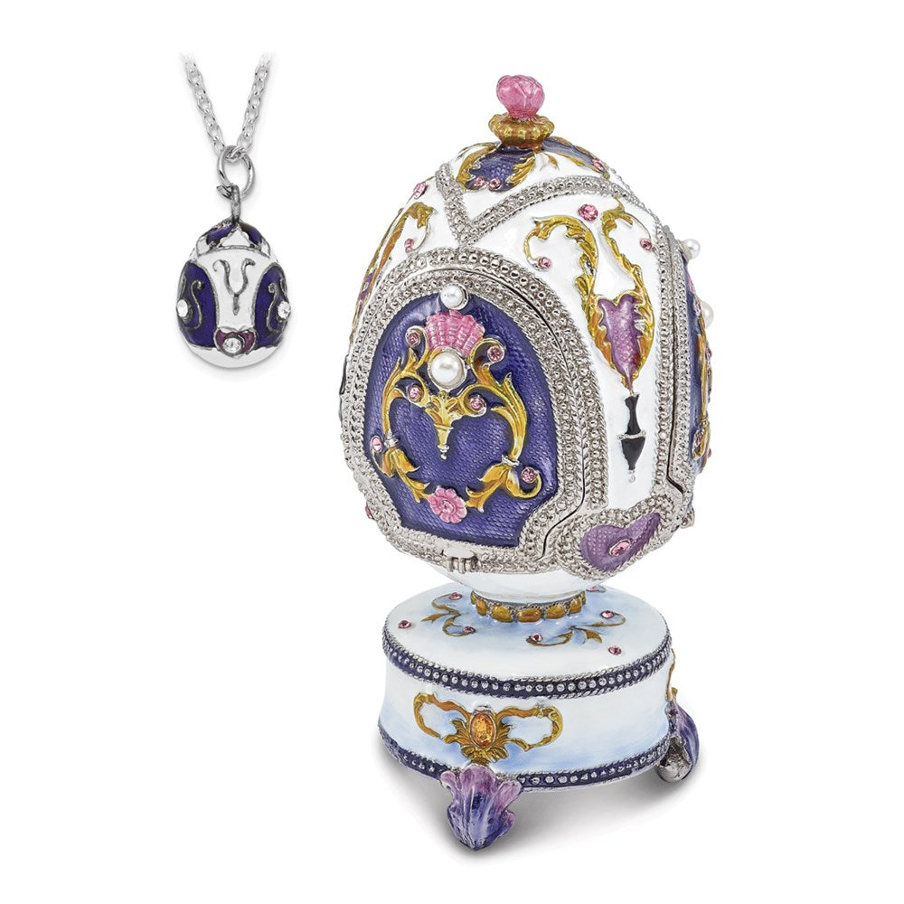 Jere Luxury Giftware, Bejeweled MERRY-GO-ROUND Carousel (It's A Small World) Music Egg with Matching Pendant Trinket Box & Keepsake Container Collectible Gift by Jere Luxury Giftware