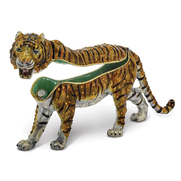 Jere Luxury Giftware, Bejeweled BENNY Large Bengal Tiger Trinket Box with Matching Pendant