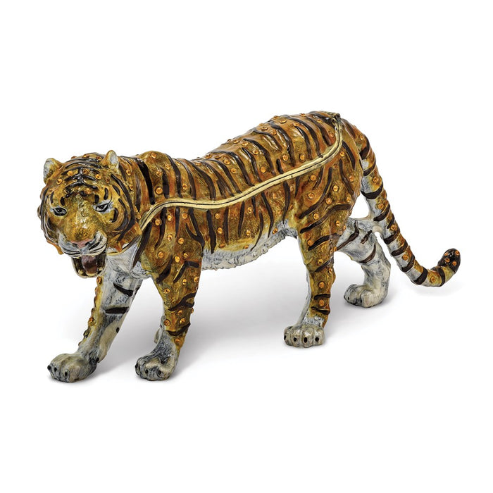 Jere Luxury Giftware, Bejeweled BENNY Large Bengal Tiger Trinket Box with Matching Pendant