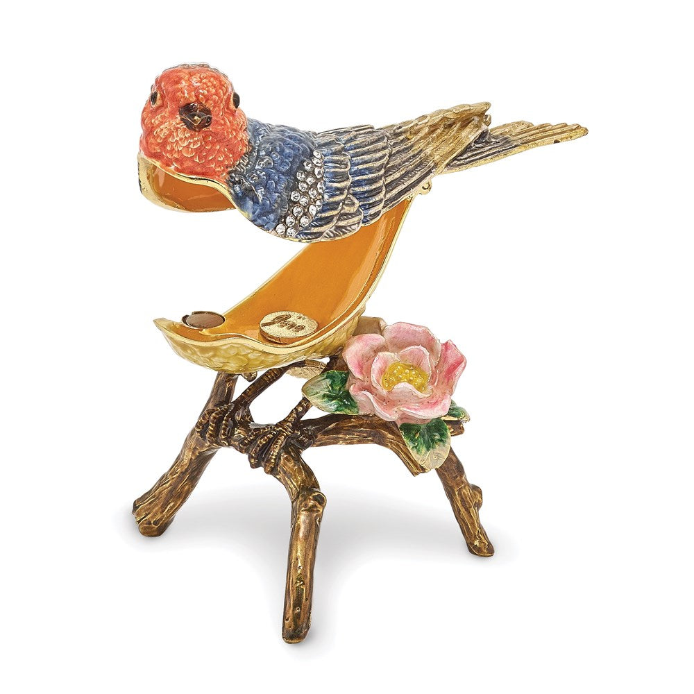 Jere Luxury Giftware, Bejeweled LADY BLUEBIRD Trinket Box with Matching Pendant Trinket Box & Keepsake Container Collectible Gift by Jere Luxury Giftware