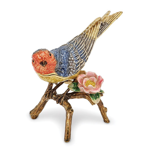 Jere Luxury Giftware, Bejeweled LADY BLUEBIRD Trinket Box with Matching Pendant Trinket Box & Keepsake Container Collectible Gift by Jere Luxury Giftware