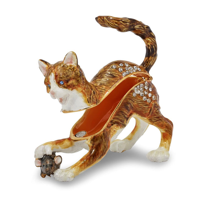 Jere Luxury Giftware, Bejeweled THOM & JERE Cat & Mouse Trinket Box with Matching Pendant